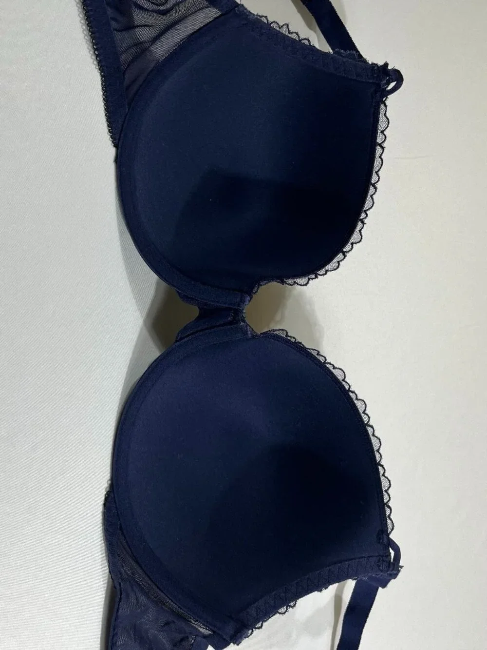 Marks & Spencer Navy Blue Lace Trim Bra & Panty Lingerie Set 36DD / UK‎ 14